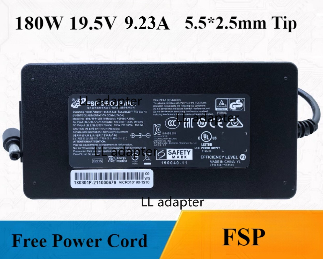Genuine 19.5V 9.23A 180W Charger FSP180-AJBN3 for Gateway 5.5*2.5mm Adapter
