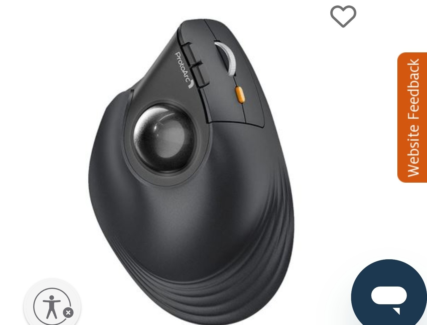 ProtoArc EM05 NL Ergonomic Rechargeable Tri-Channel Trackball Mouse Black