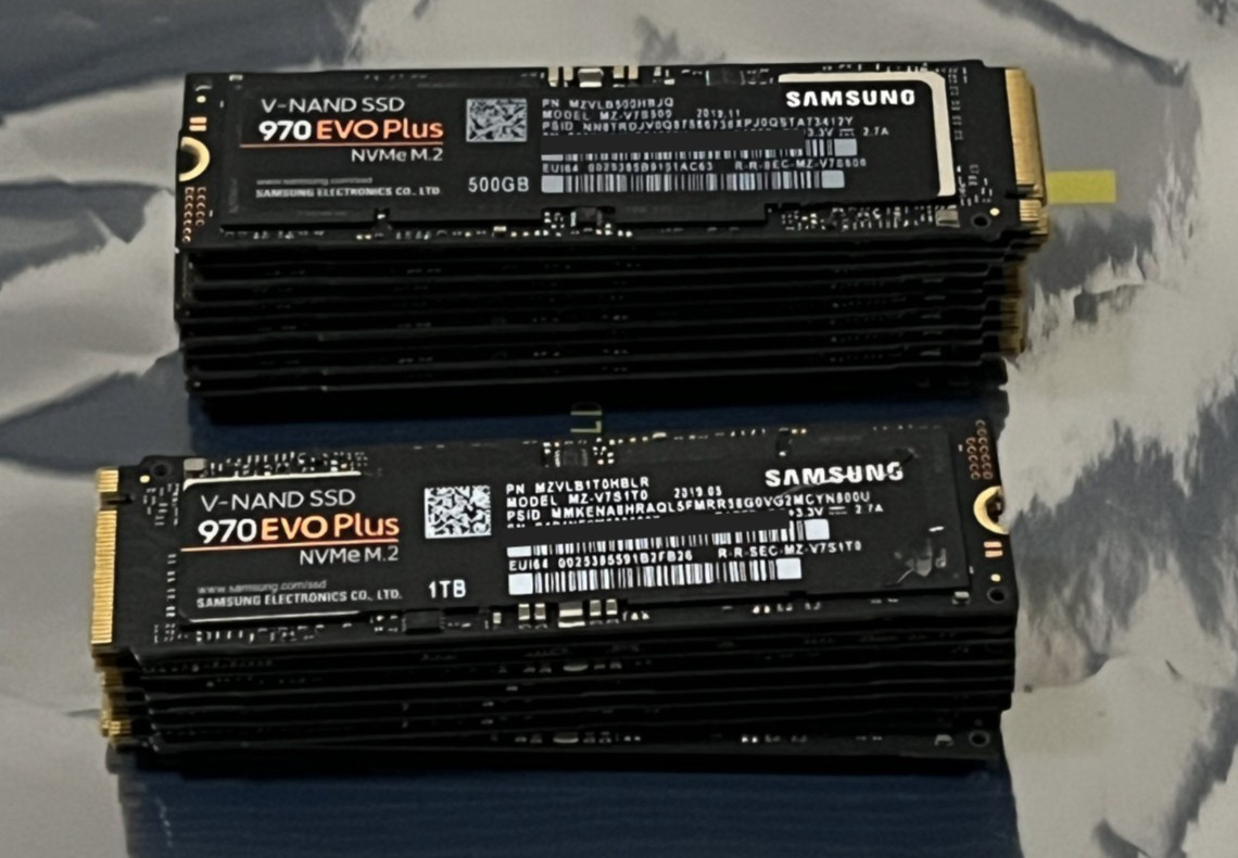 Lot of 20 AS IS Samsung 970 EVO Plus 500GB-1TB NVMe M.2 SSD Drives-PARTS-AS IS ❌