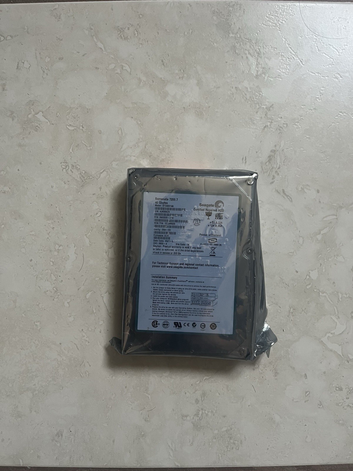 Seagate Barracuda ST340014A P/N 9W2005-314 Config D5D-03 Firmware 8.01