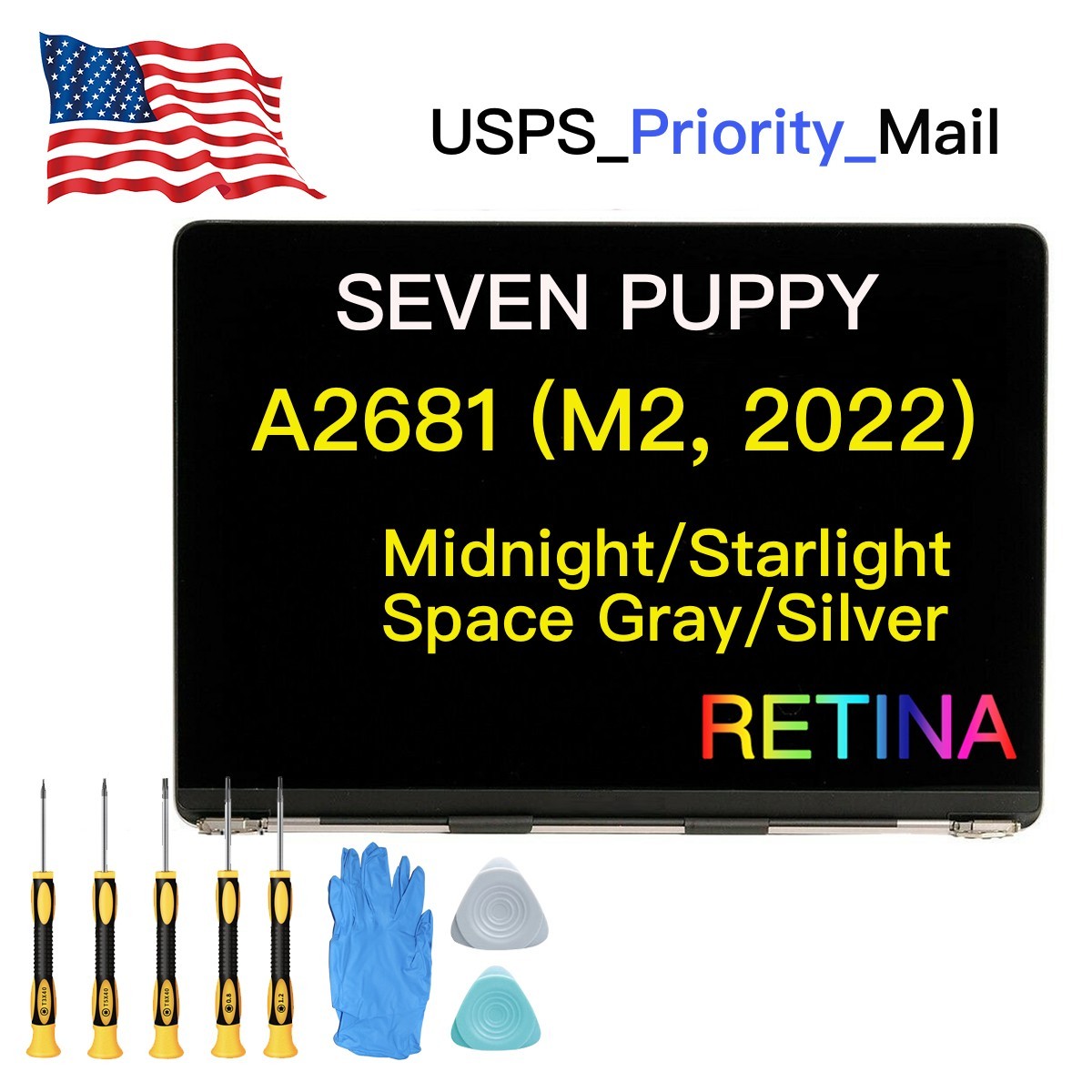SEVENPUPPY For MacBook Air A2681 (13inch M2 2022) LCD Screen Display Replacement