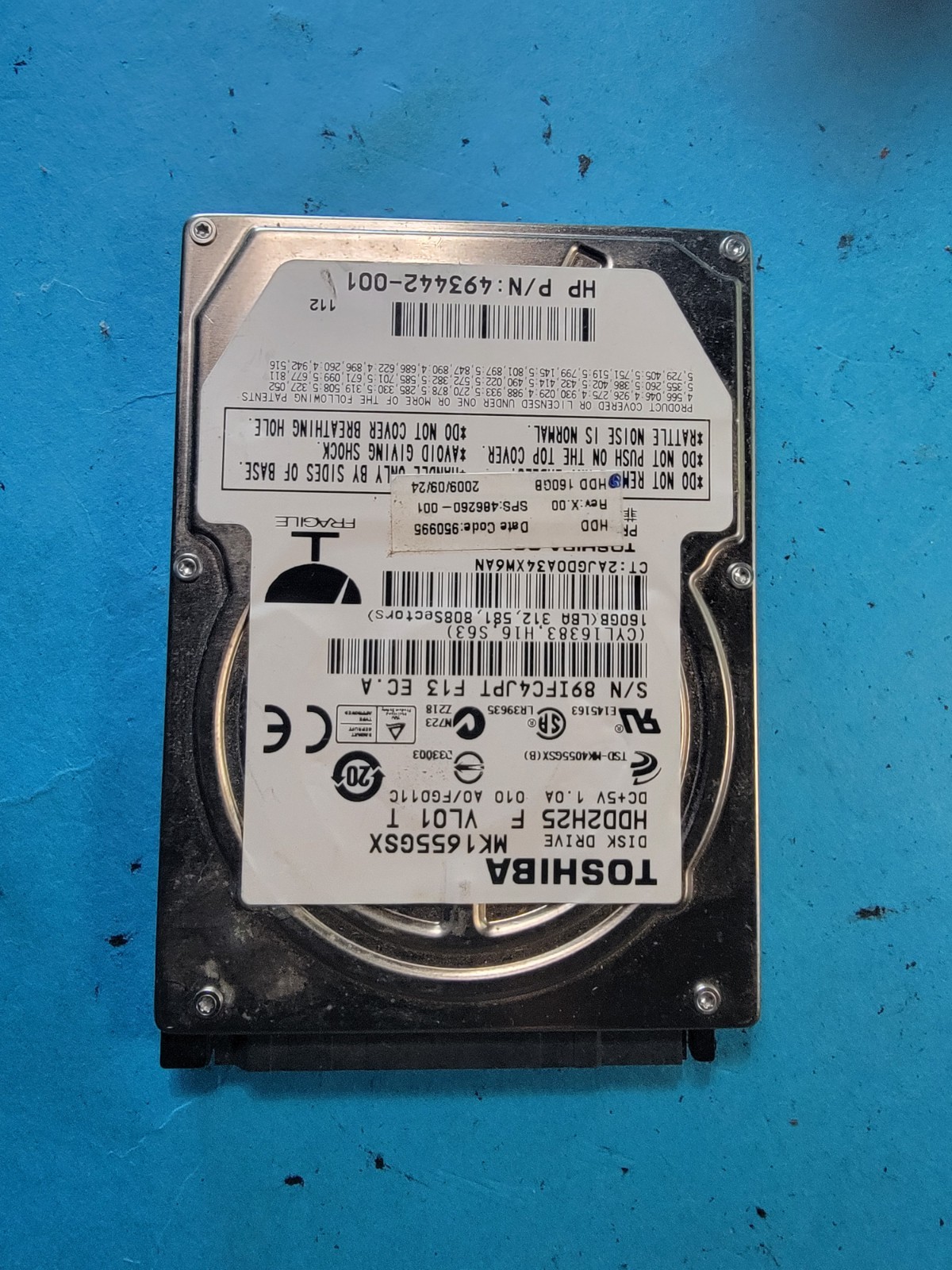 Original Toshiba MK1655GSX 160GB 5400RPM SATA 2.5" Laptop HDD Hard Disk Drive