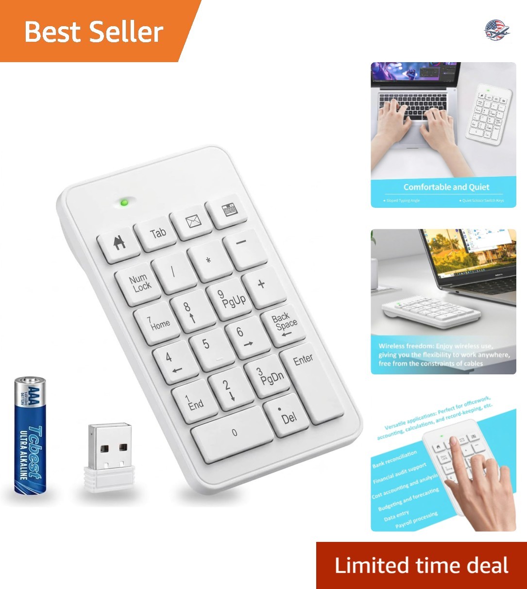Elegant Wireless 23-Key Number Pad for Seamless Data Entry & Calculations