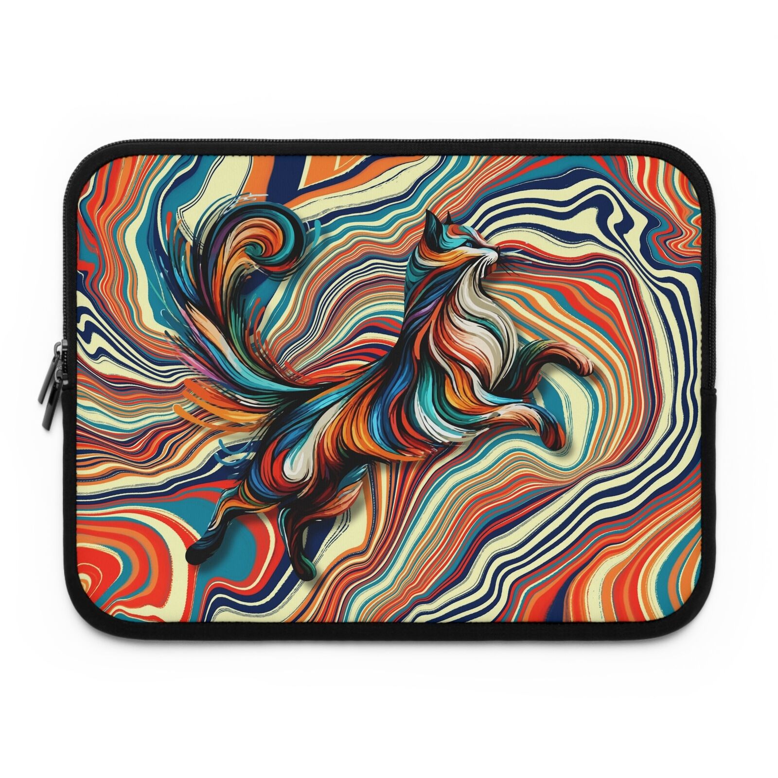 Chromatic Cat Laptop Sleeve with Colorful Cat Design, Fits Laptops 7 - 17 Inches