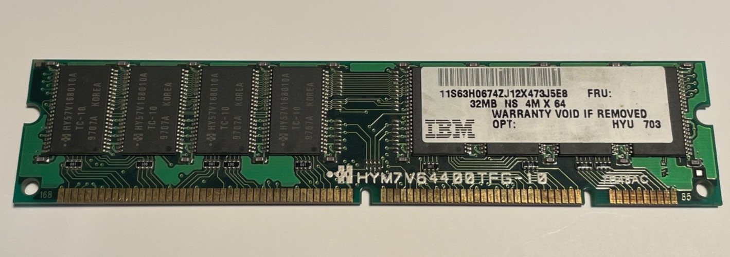 Genuine Vintage IBM EDO DIMM RAM 32MB, 4M x 64