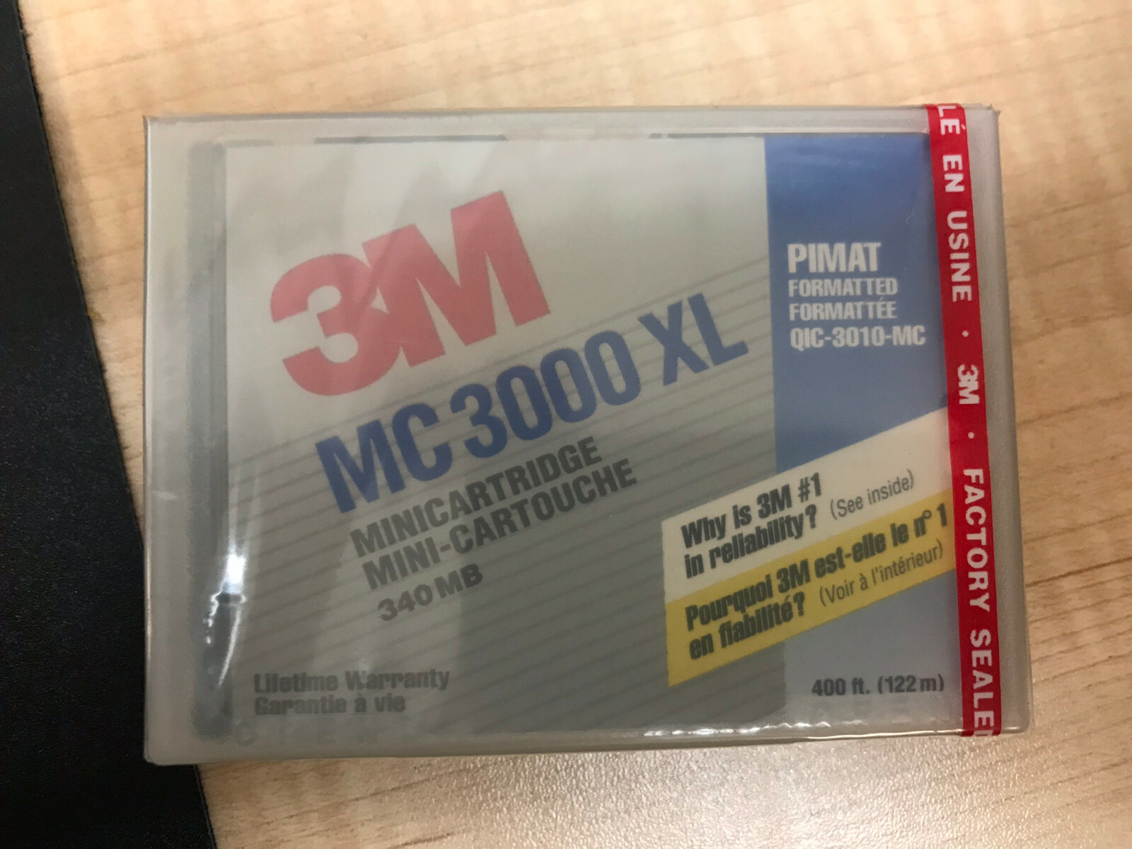 SEALED -3M MC 3000 XL PIMAT Formatted QIC-3010-MC 340MB Mini Data Cartridge Tape