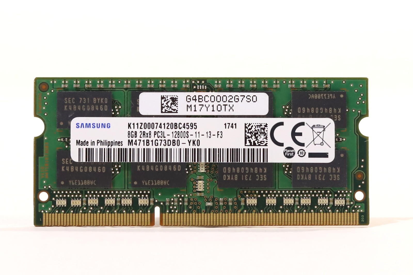 Samsung 8GB 2Rx8 PC3L-12800S-11-13-F3 Laptop Memory P/N: M471B1G73DB0-YK0 Tested