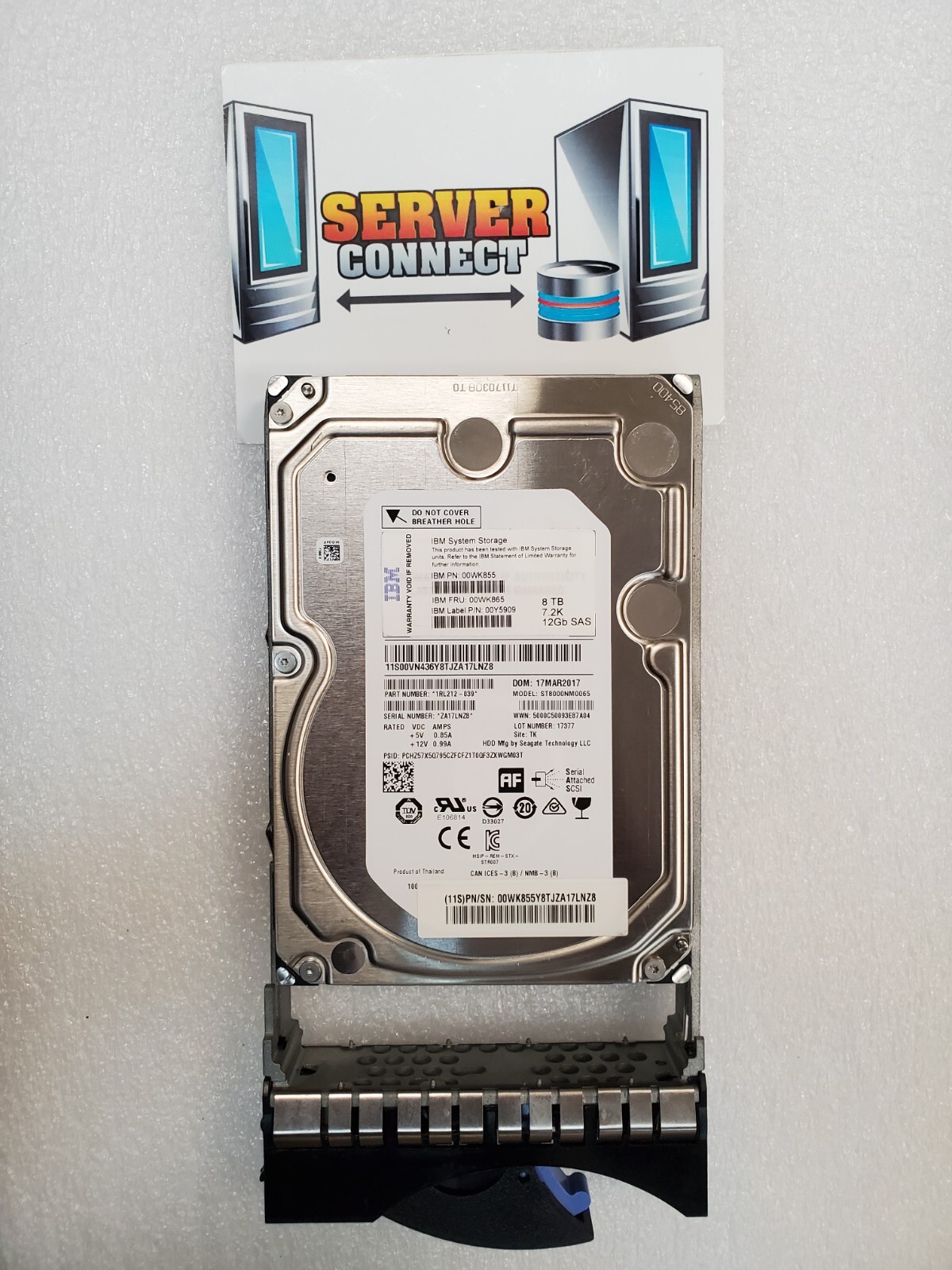 00WK865 IBM 8TB 7.2K 3.5 NL SAS HDD -- 00WK855--