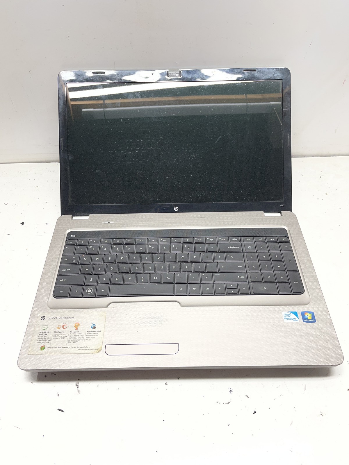 HP G72-261US Notebook  Intel Pentium P6000 1.87GHz 4GB NO HDD