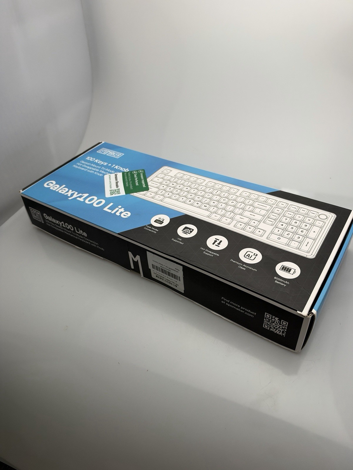 EPOMAKER Galaxy100 Lite Mechanical Keyboard Black Marble White Switch Tri-Mode