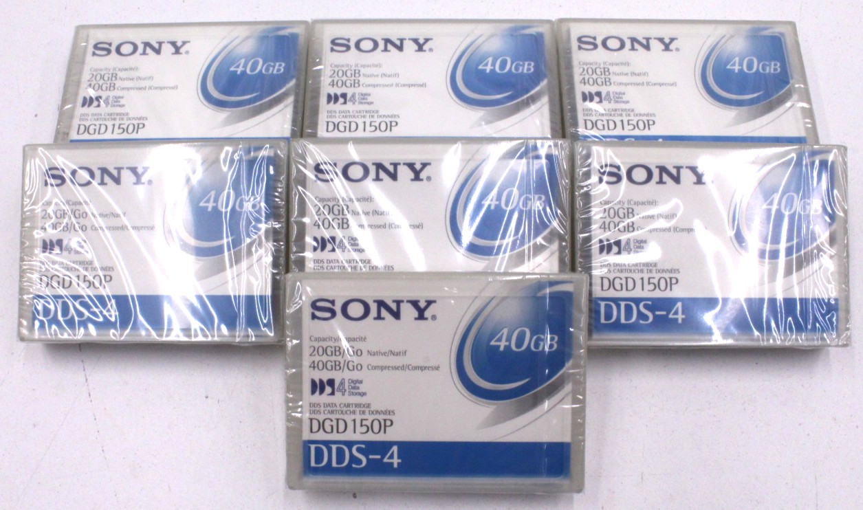 Lot of 7 Sony DDS-4 Data Tape Backup Cartridges DGD150P 20/40GB Factory Sealed