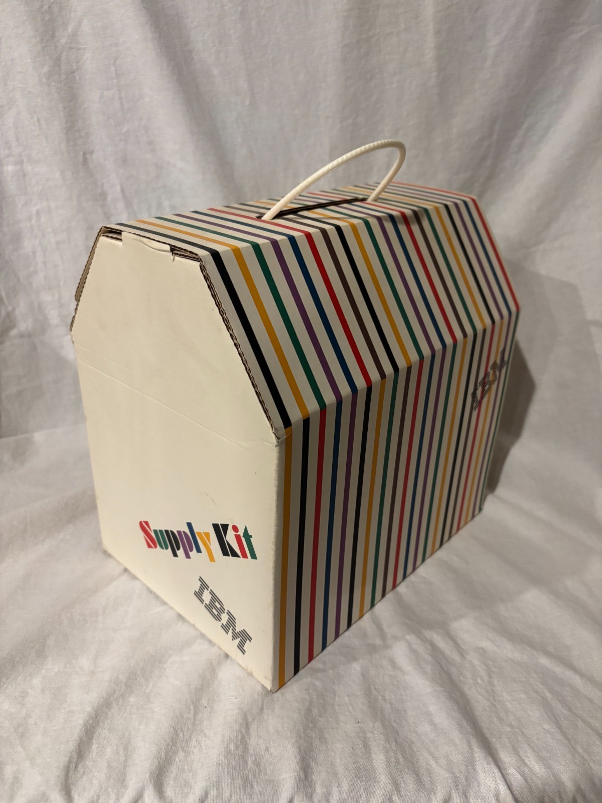 Vintage IBM Supply Kit Box, Paul Rand Striped Graphic Design Original USA
