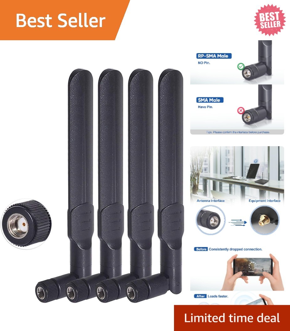 4-Pack Dual Band 8dBi RP-SMA Antenna for Superior WiFi Coverage and Stability