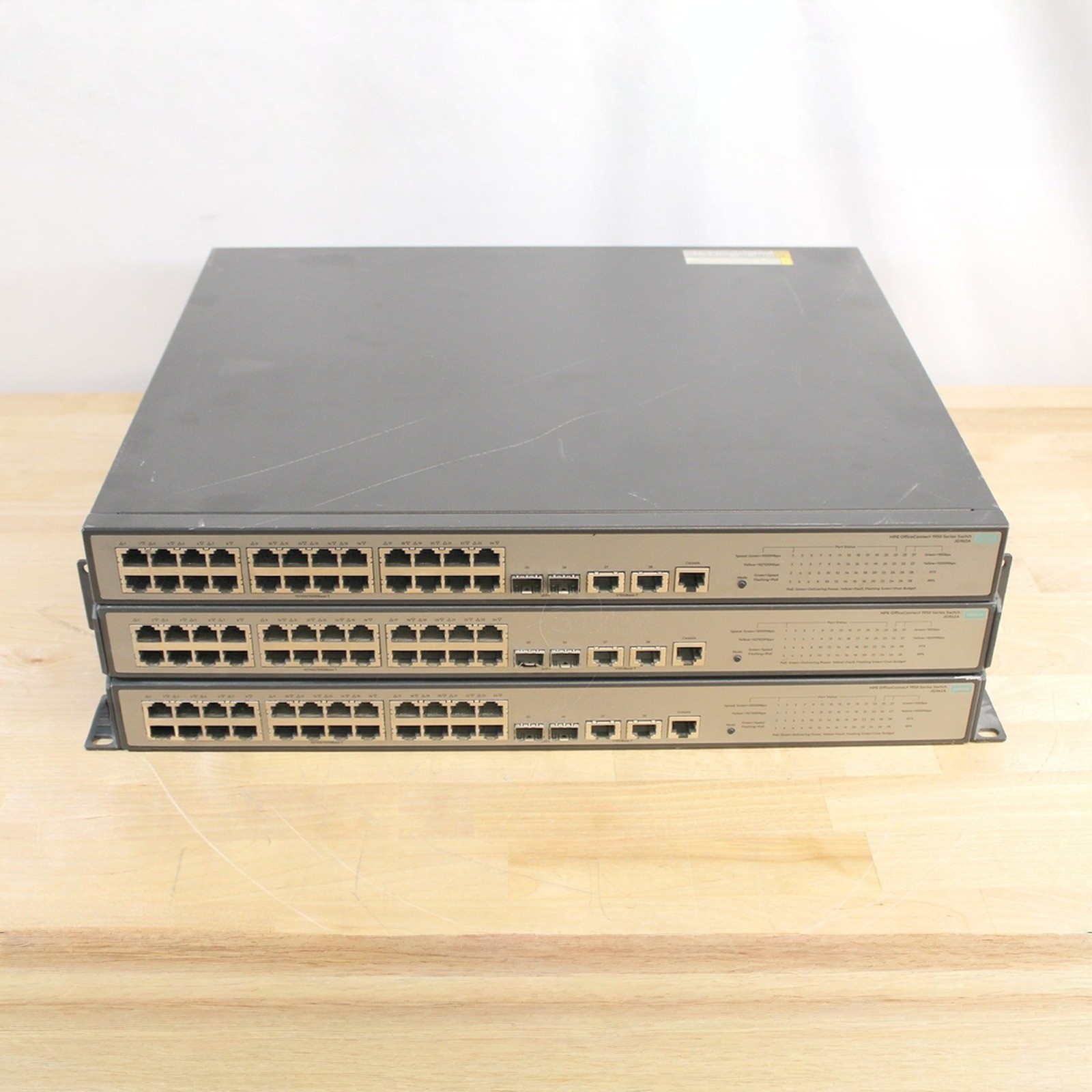 Lot of 3 HPE OfficeConnect 1950 24G 2SFP+ 2XGT PoE+ Switch JG962A 370W