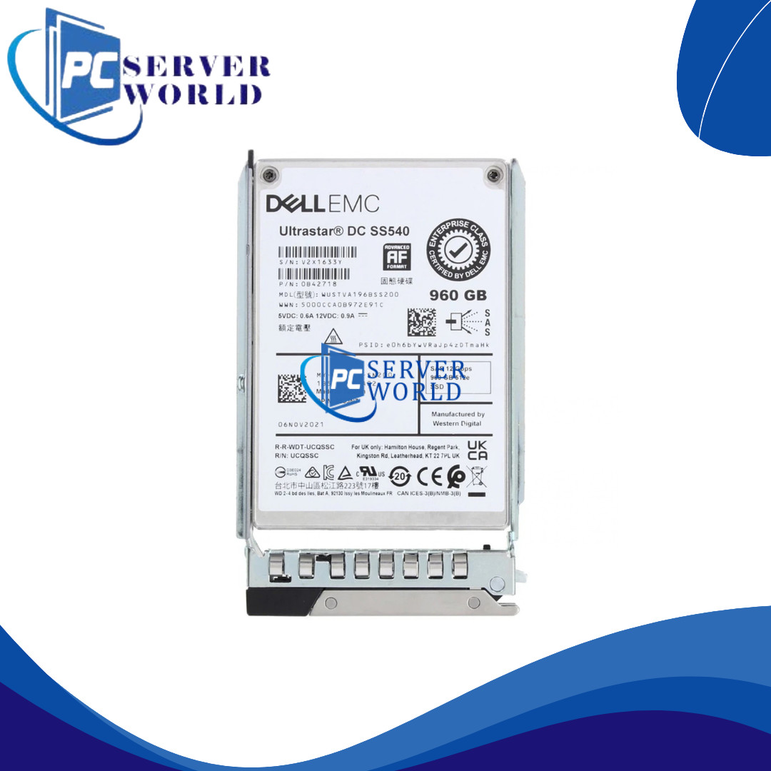 8JJN7 DELL EMC DC SS540 960GB 12GBPS 2.5" SAS SSD DRIVE 08JJN7 WUSTVA196BSS200