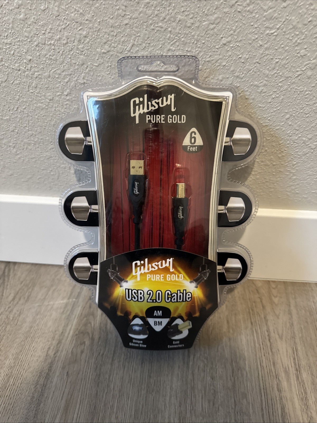 Gibson Pure Gold USB 2.0 Cable 6 Feet AM Male-BM male Gold Connectors
