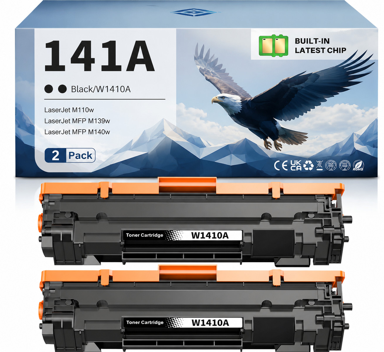 Compatible 141A W1410A Black Toner for HP LaserJet MFP M109 MFP M112 (2PK)