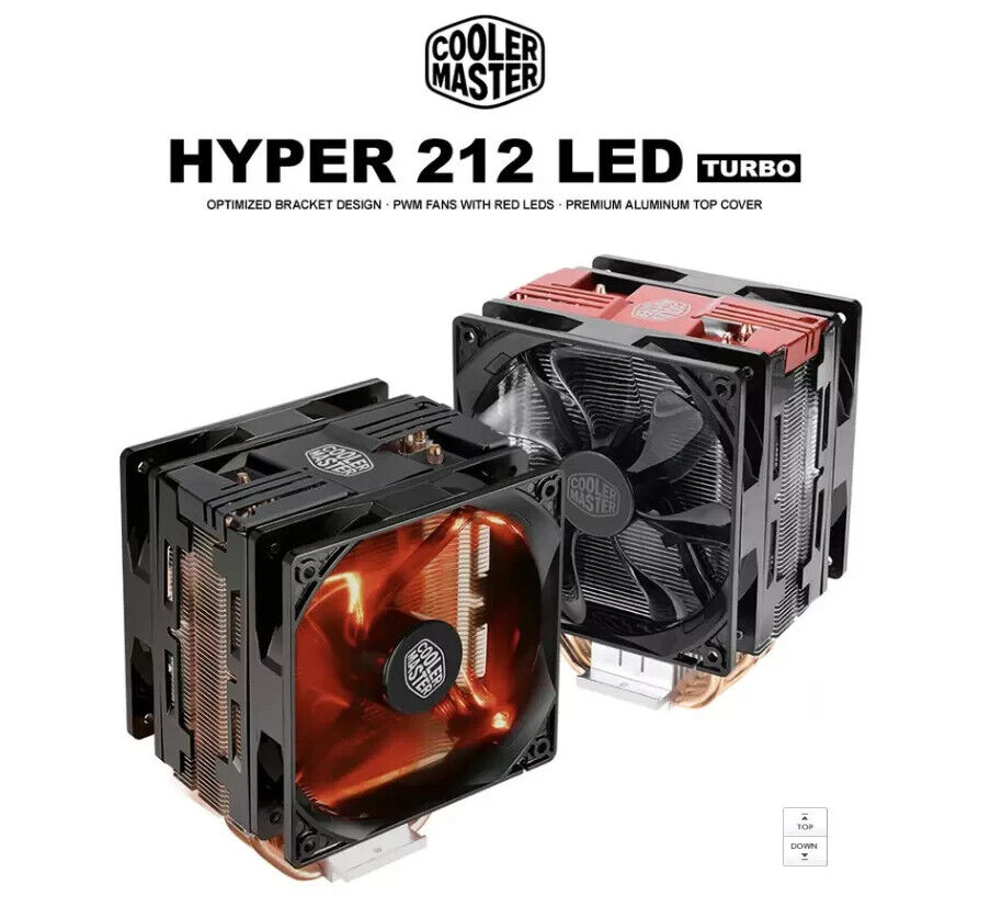 Cooler Master HYPER 212 LED TURBO Four heat pipes Dual 120mm fans /US Seller