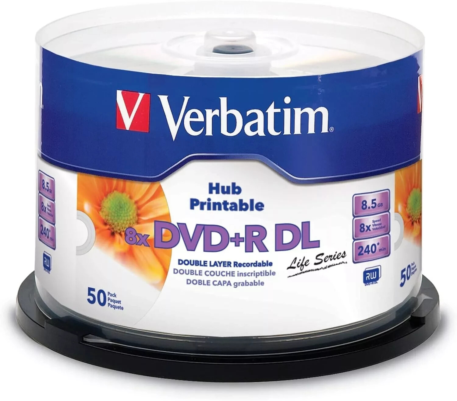 50 VERBATIM 8X Blank DVD+R DL Dual Double Layer 8.5GB White Inkjet Printable