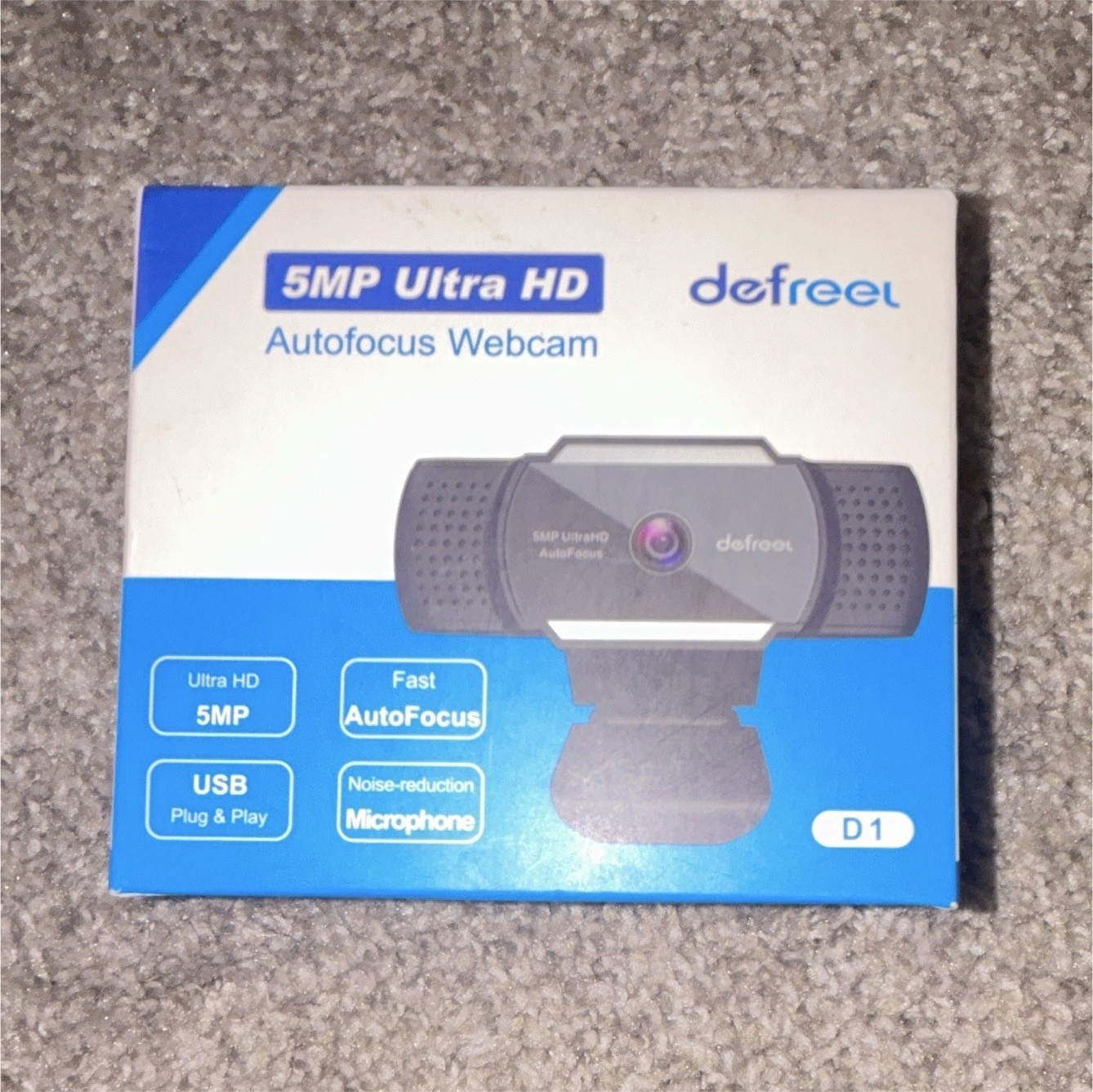 Defreel 5MP Ultra HD Autofocus Webcam USB 2.0 Built-In Mic Plug & Play