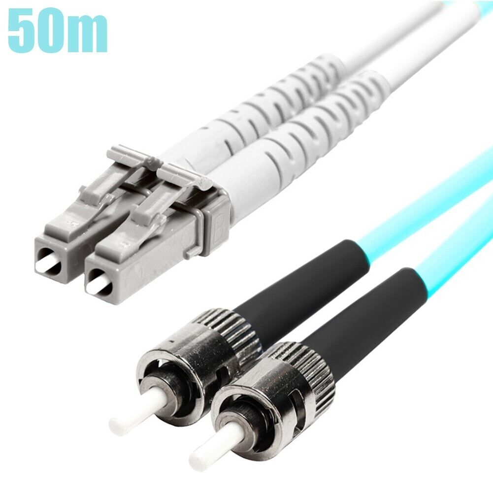 50M LC-ST Fiber Optic MultiMode 50/125 Duplex OM3 Optical Patch Cable 10G Aqua