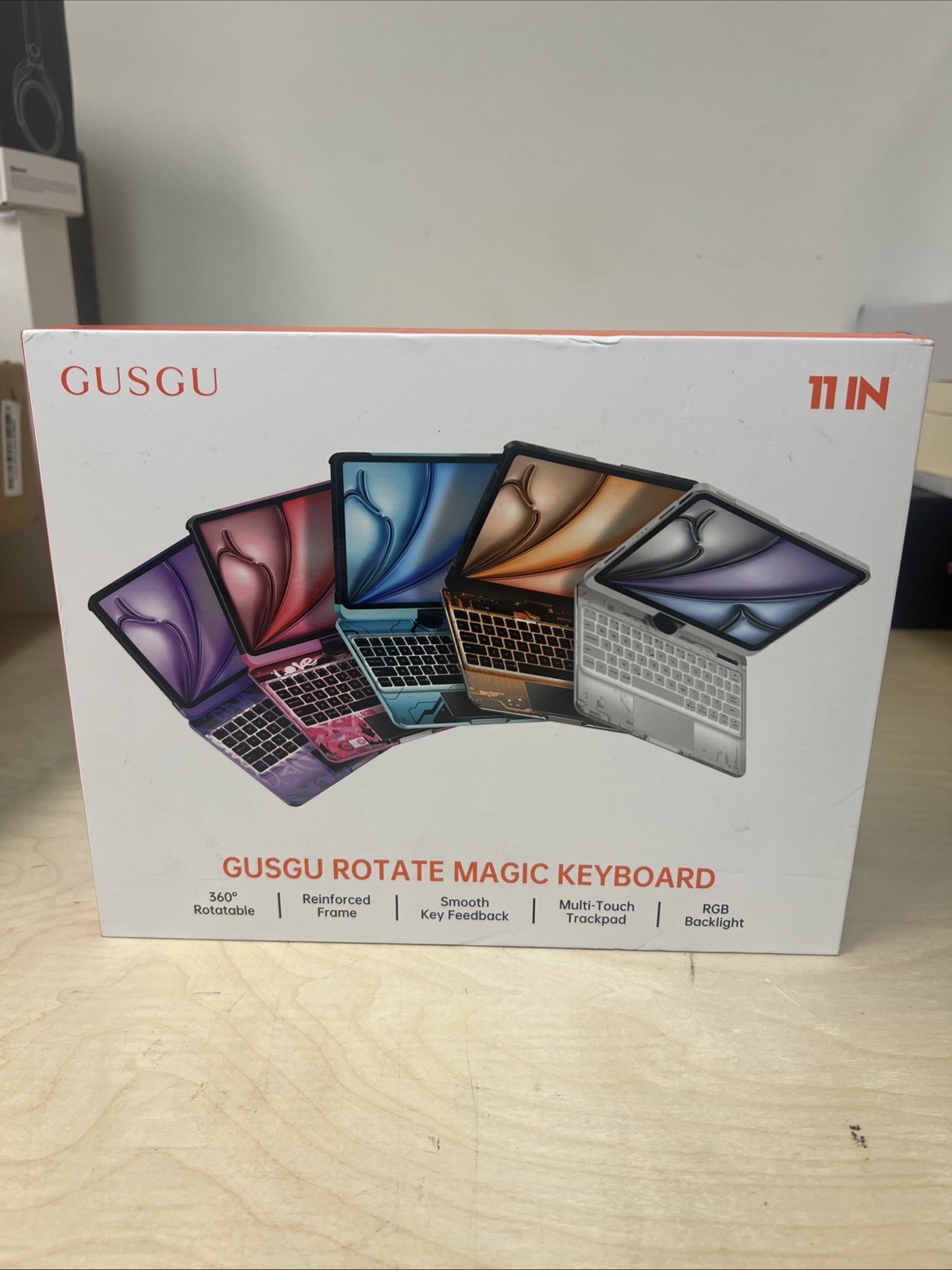 Gusgu Rotate Magic Keyboard With Multi-touch track Pad And RGB Light