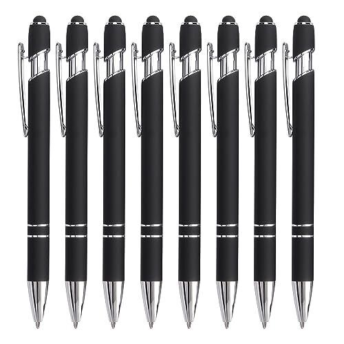 8 Pack Black Ballpoint Pen 2-in-1 Stylus Retractable Ballpoint Pen with Stylu...