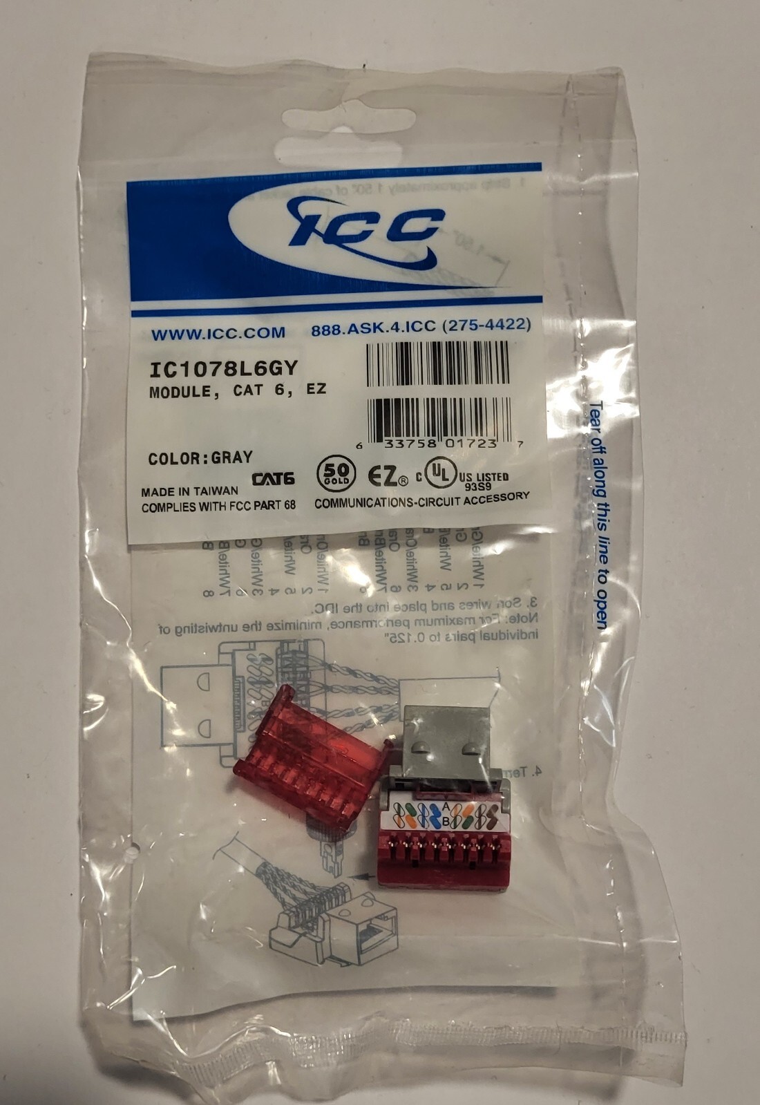 10pcs Icc CAT6JACKGY Module Connector Cat 6, EZ  3 days