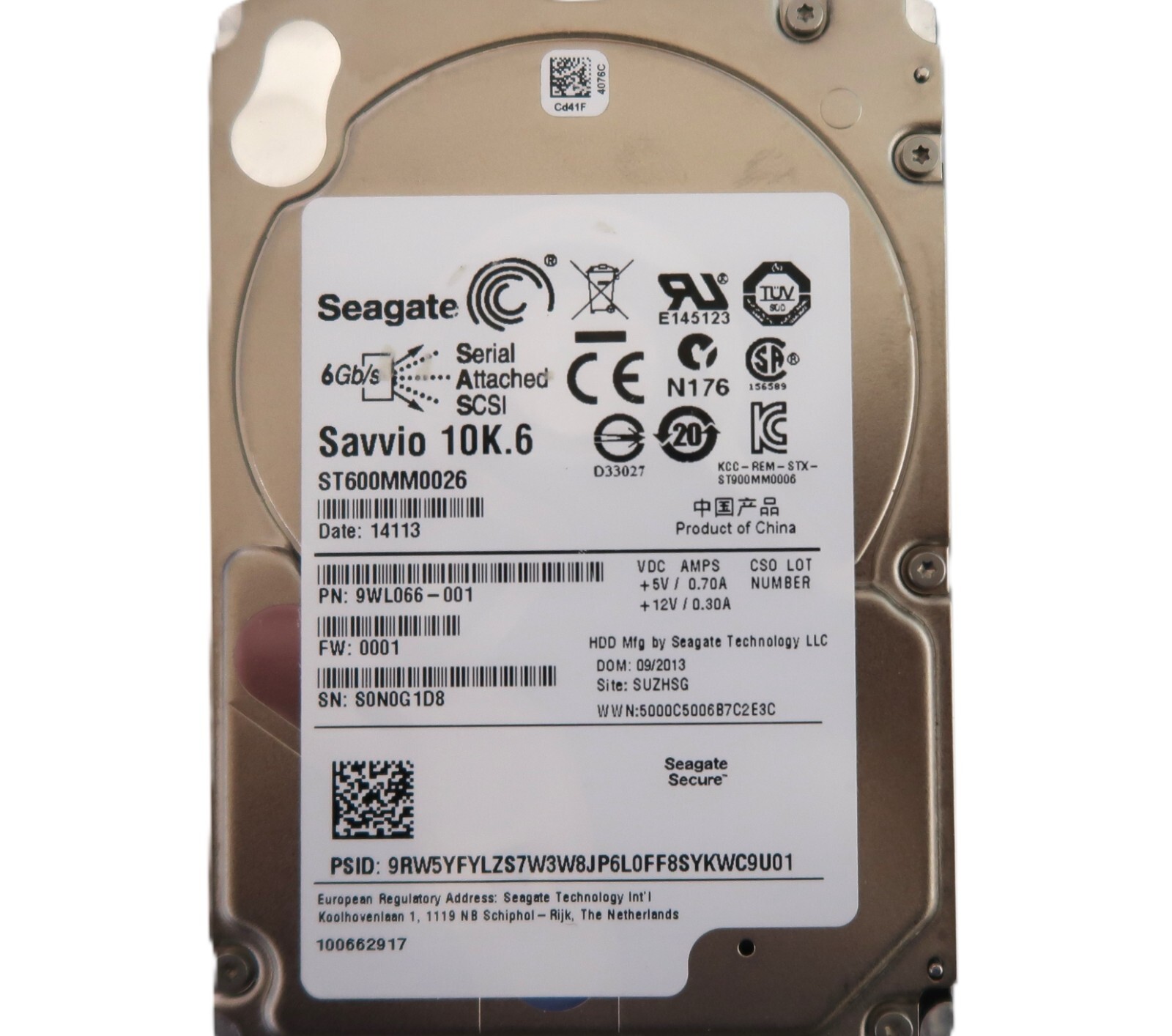Seagate ST600MM0026 9WL066-001 FW:0001 600gb 2.5" SAS Hard Drive