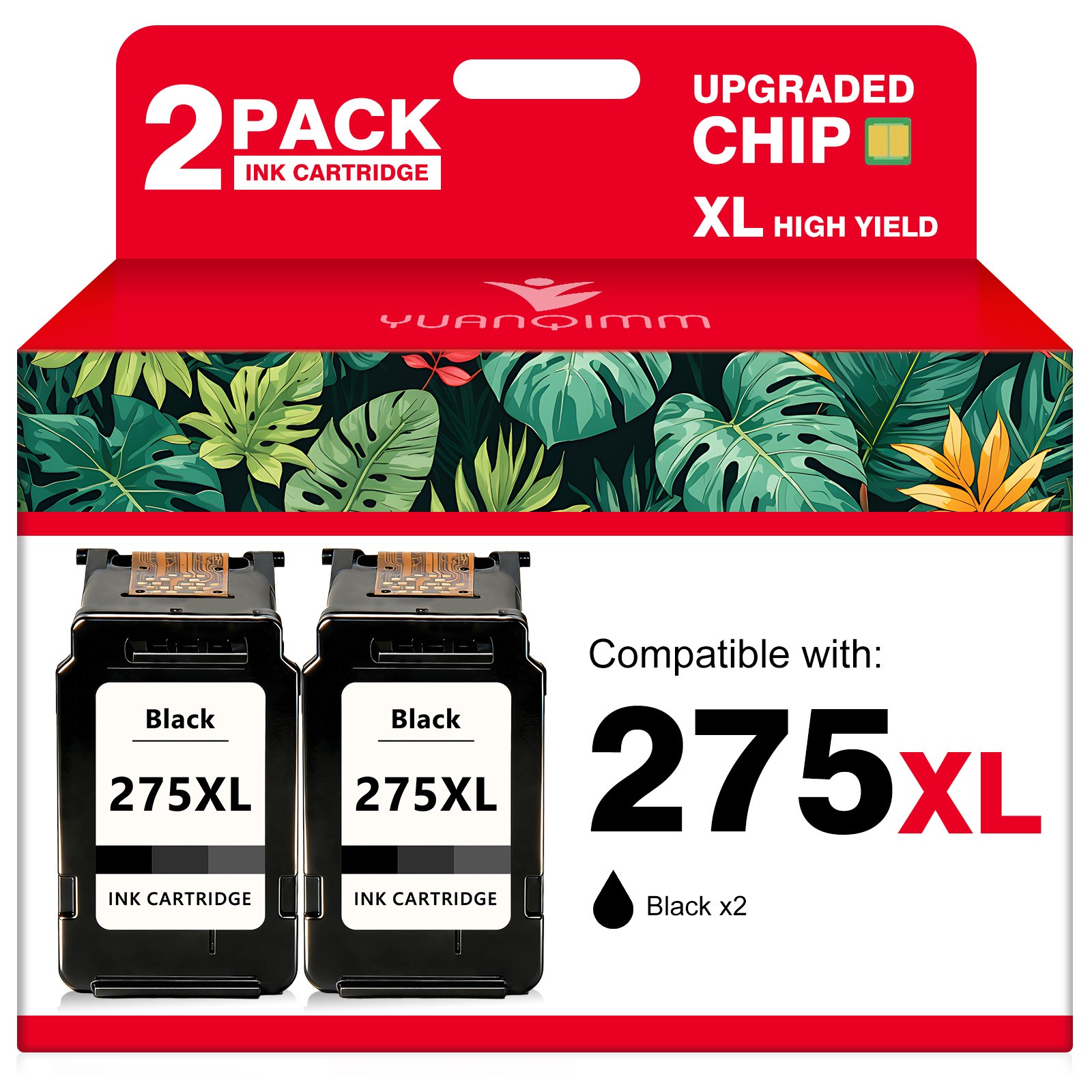 2PK PG-275XL Black Ink Cartridge for Canon Pixma TS3520 TS3522 TR4720 TR4722