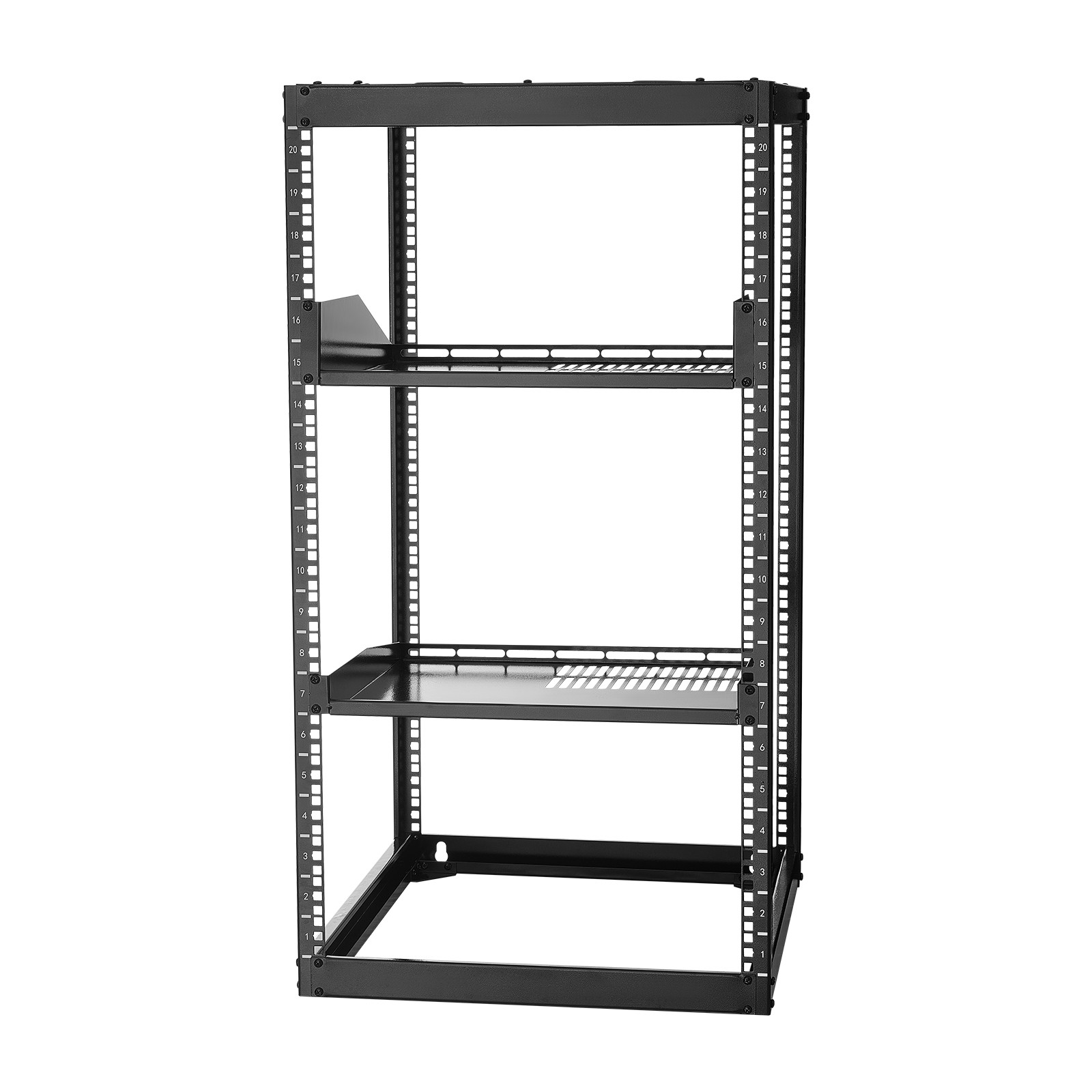 Uimoso 20U Open Frame Wall-Mount Server Rack with 4 Posts and Shelves