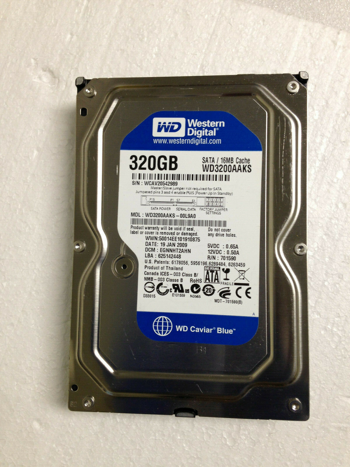 Western Digital WD3200AAKS-00L9A0 320GB SATA 3.5'' Hard Drive Used Tested