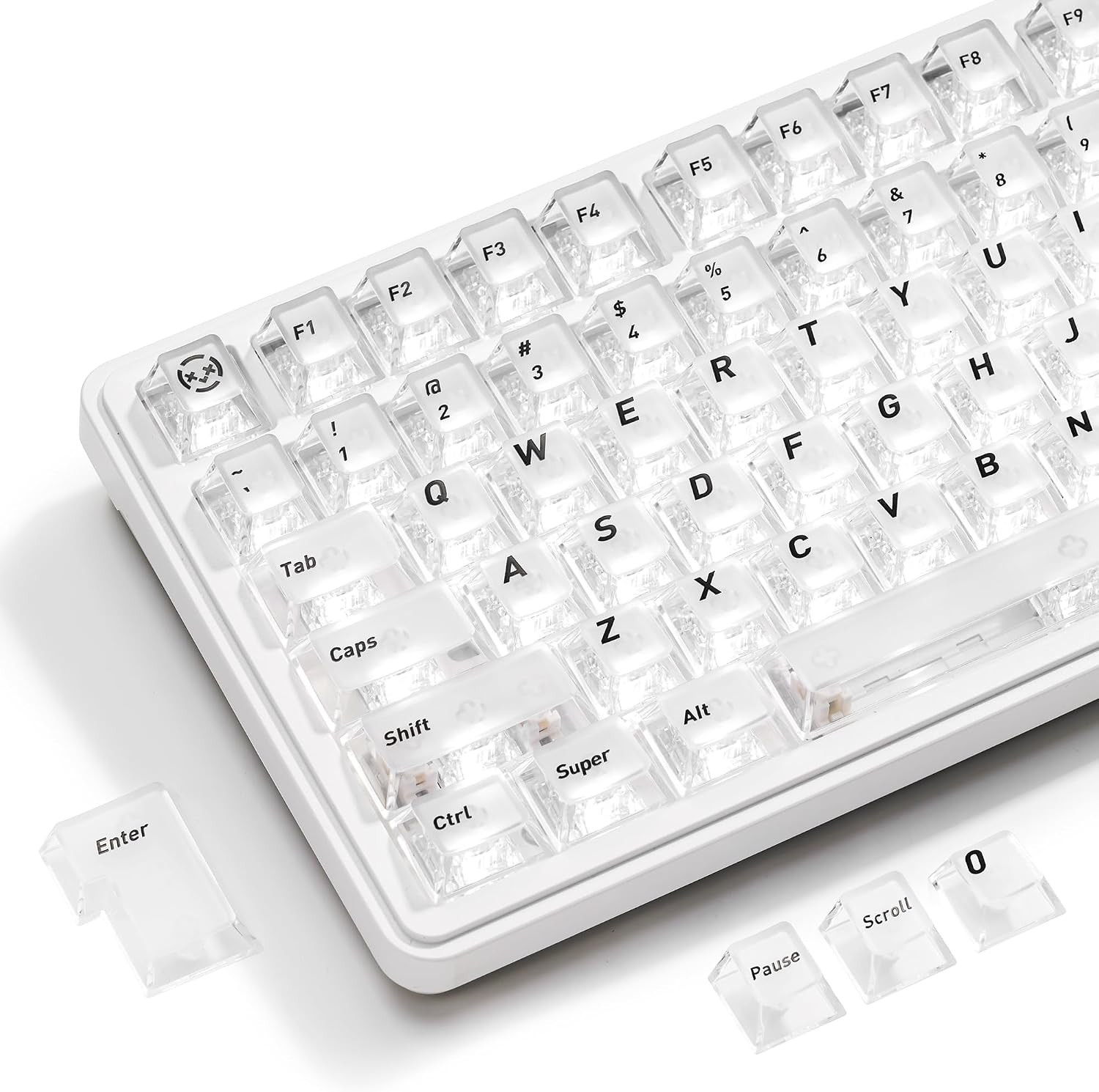 XVX White Clear Keycaps,Transparent Keycaps 60 75 100 Percent,Ceramic
