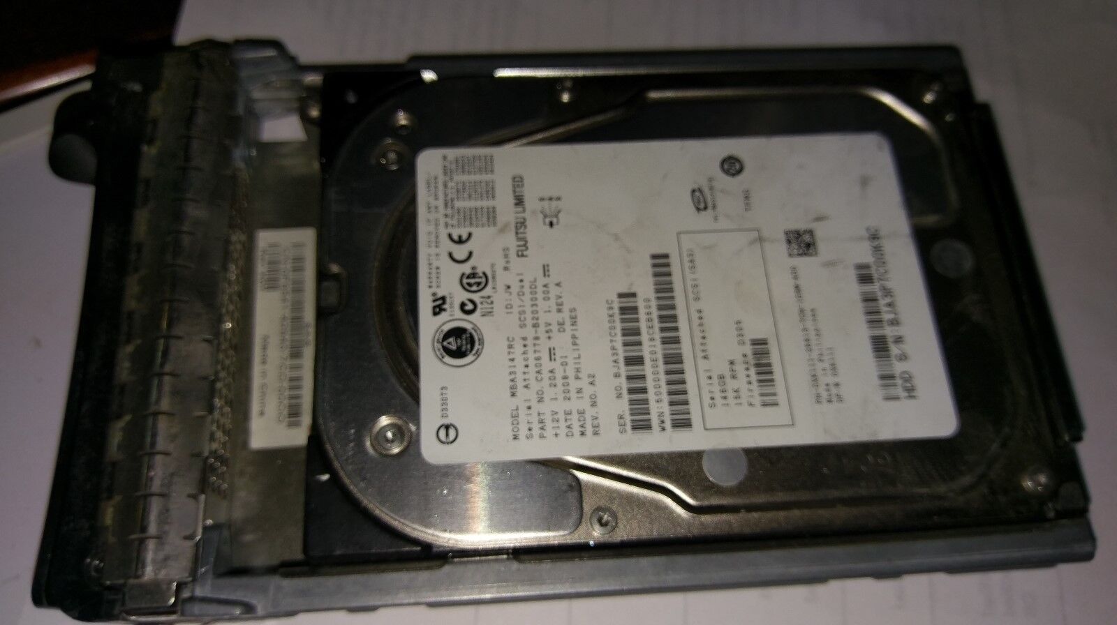 Fujitsu MBA3147RC 146GB 15K RPM Hotswappable SAS HDD with Dell F9541 Caddy