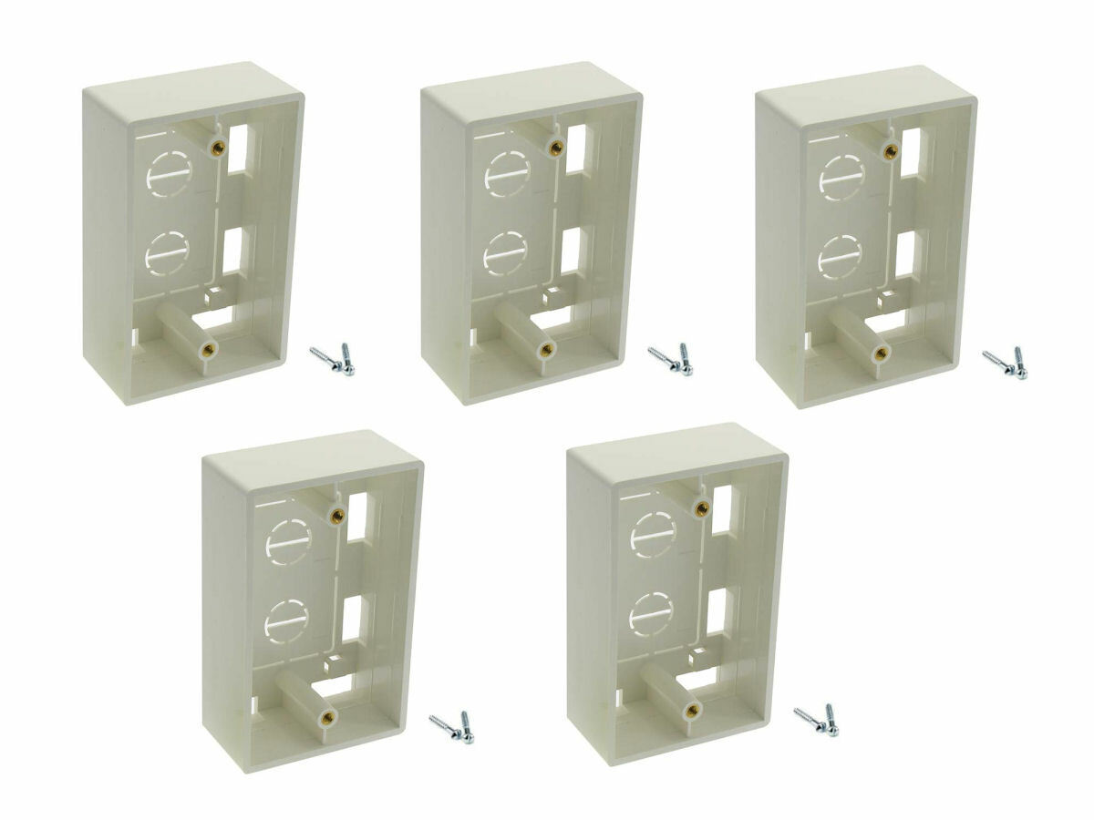 5x Single 1-Gang Surface Mount Junction Mounting Box Wire Cable Wall Plate Pack