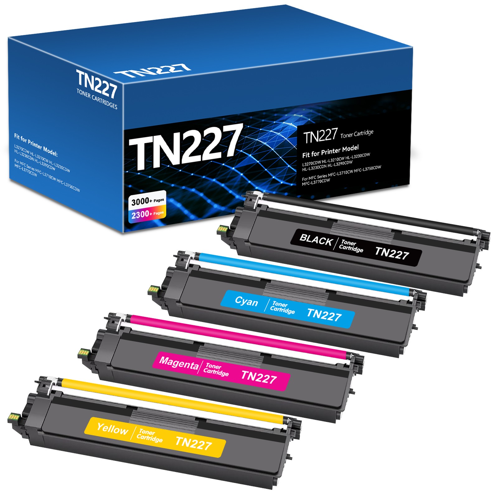 4PK for Brother TN-227 High Yield Toner Set BK C M Y for MFC-L3770CDW L3710CDW