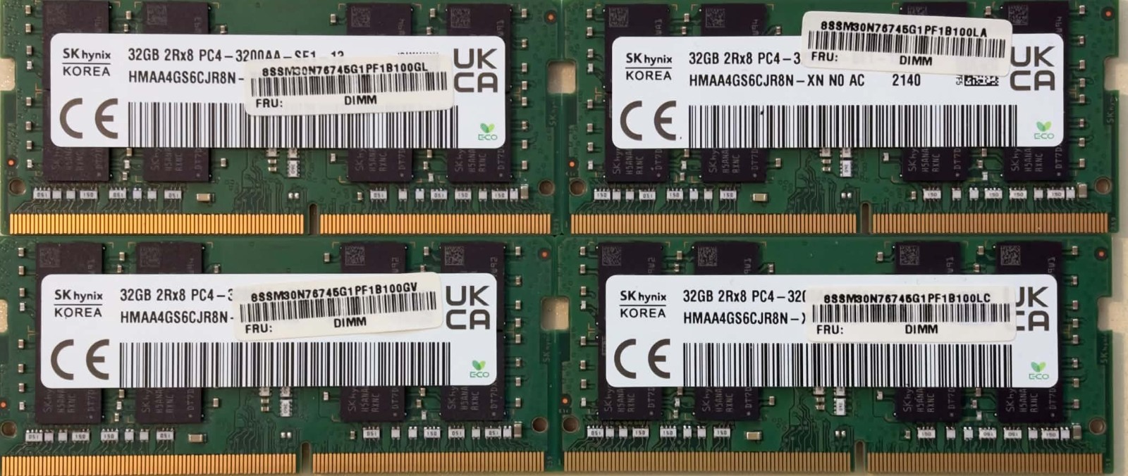 One Used SK Hynix 32GB 2RX8 PC4-3200AA DDR4 SO-DIMM Memory HMAA4GS6CJR8N-XN RAM