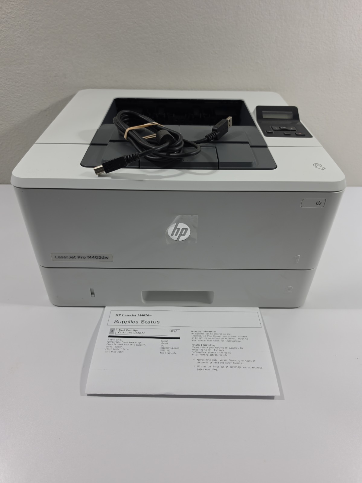 HP LaserJet Pro M402dw Mono Laser Printer Duplex Network 168 Pages Tested