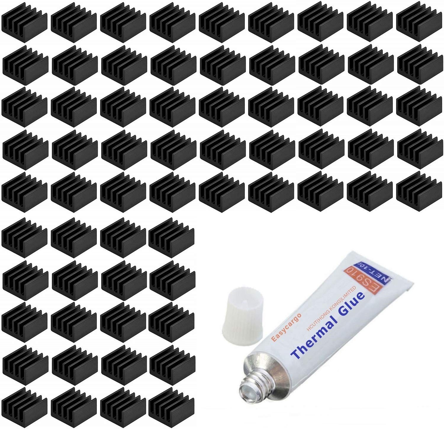 100pcs VRM 9mm Heatsink Kit + 10g Thermal Conductive Adhesive Silicone Glue, Sma