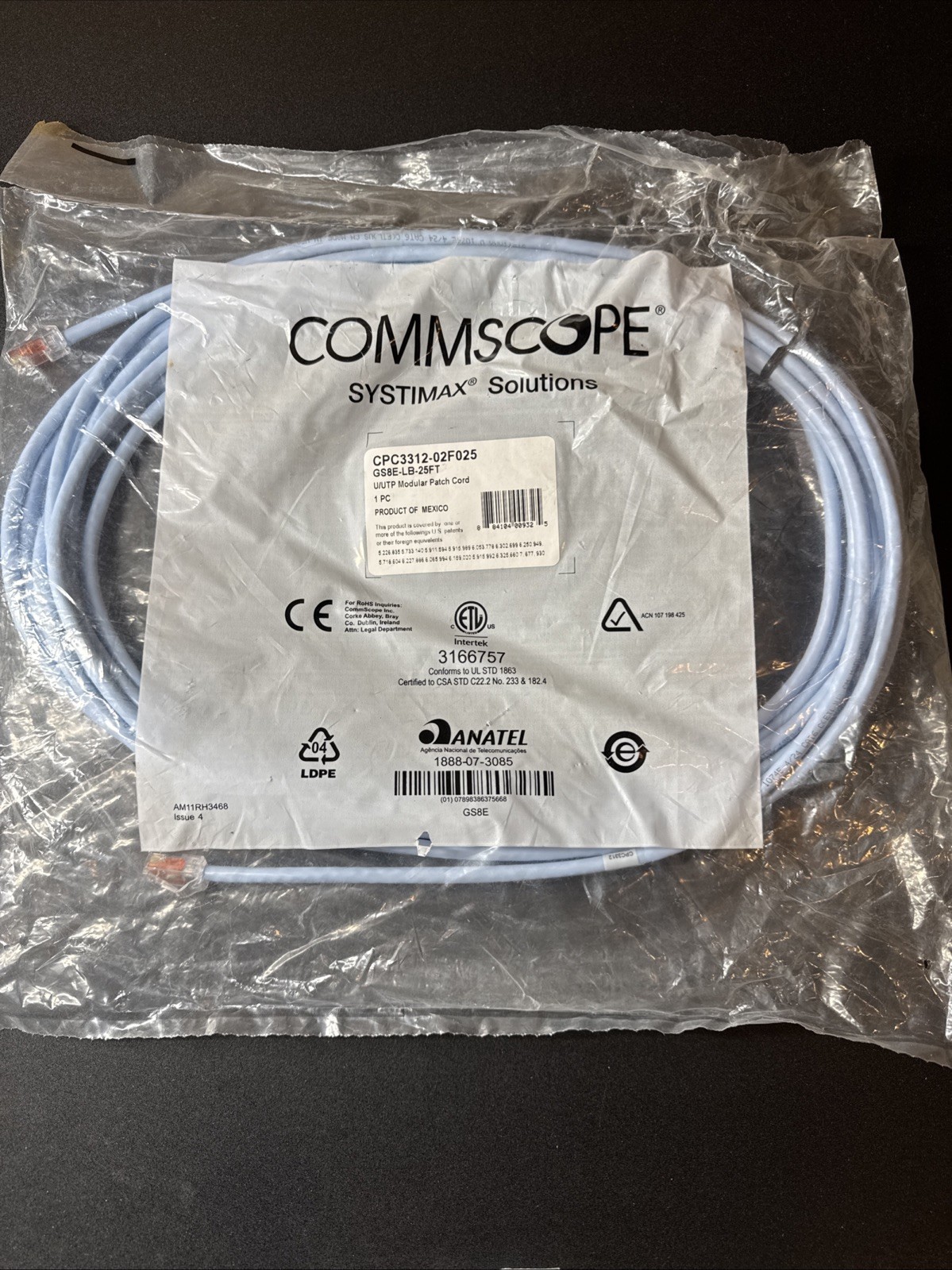 COMMSCOPE SYSTIMAX CPC3312-02F025 Patch Cord 25Ft.