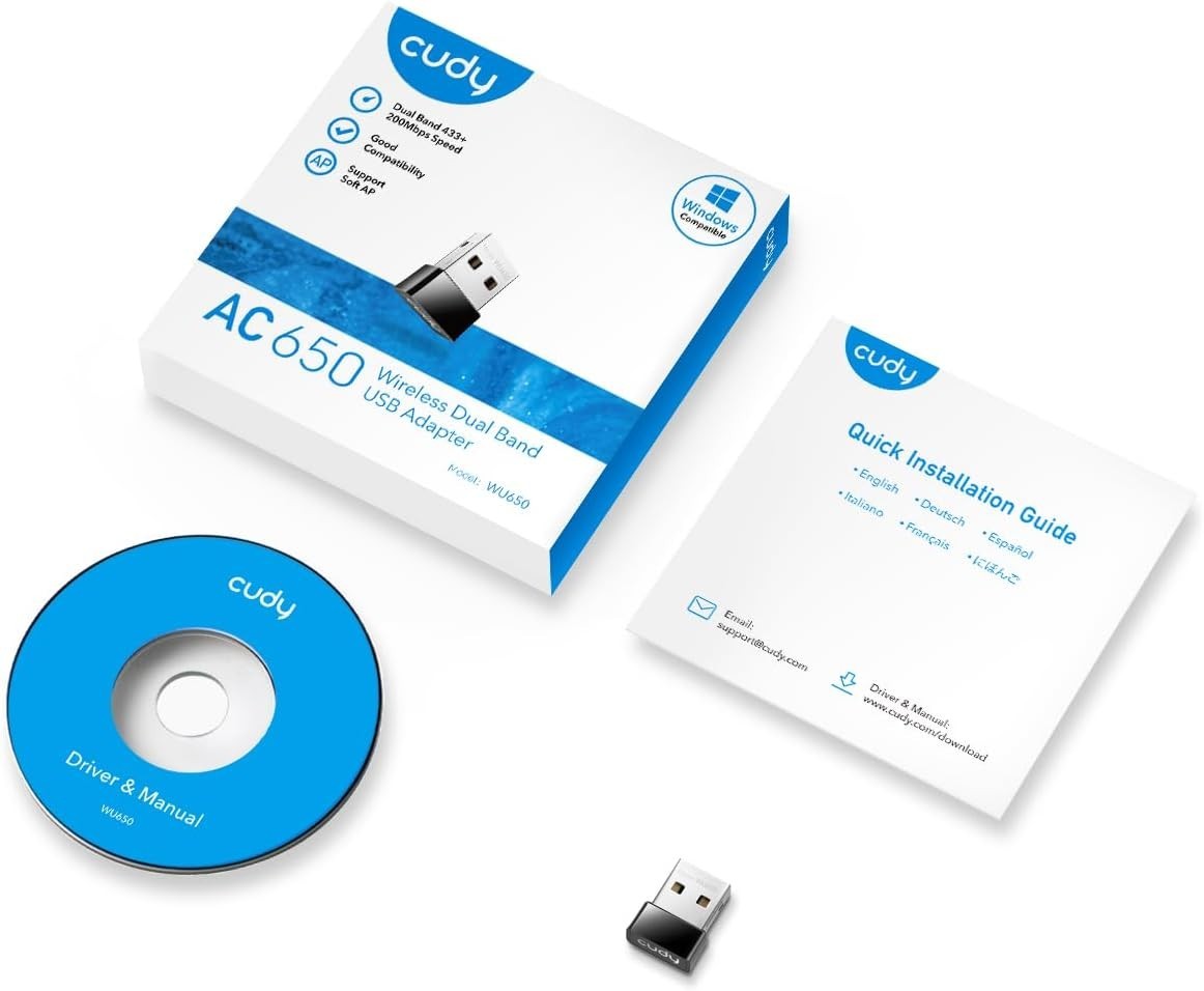 NEW Cudy AC650 WU650 Wireless Dual Band USB WiFi Adapter for PC AC 650Mbps