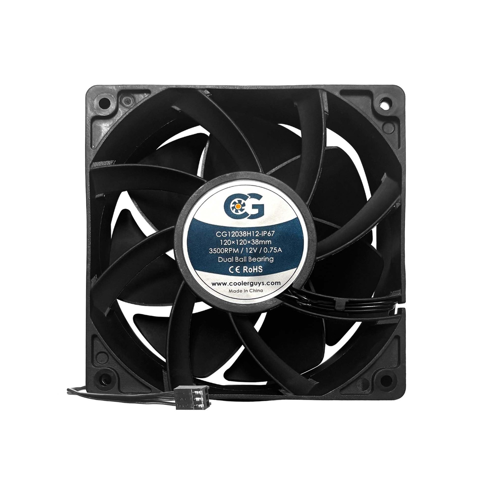 Coolerguys 12vDC Waterproof IP67 Fan (High Speed, 120x38mm, High Speed 