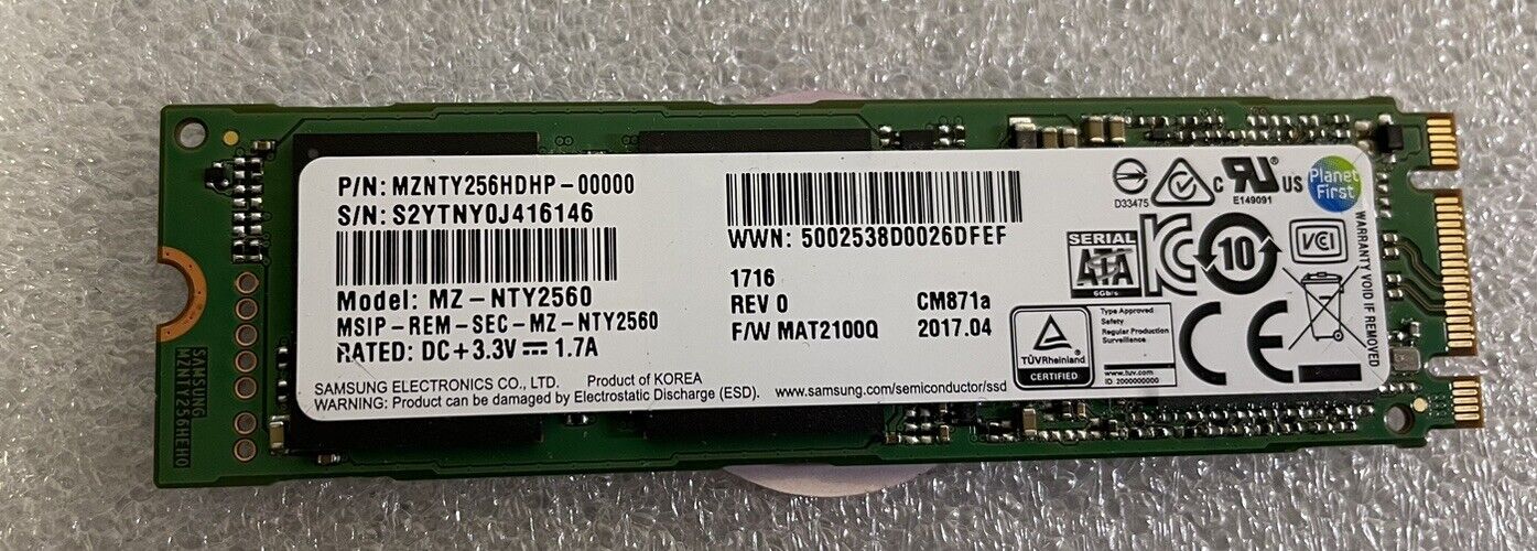 MZNTY256HDHP-000KN MZ-NTY2560 00U421 SAMSUNG SSD 256GB