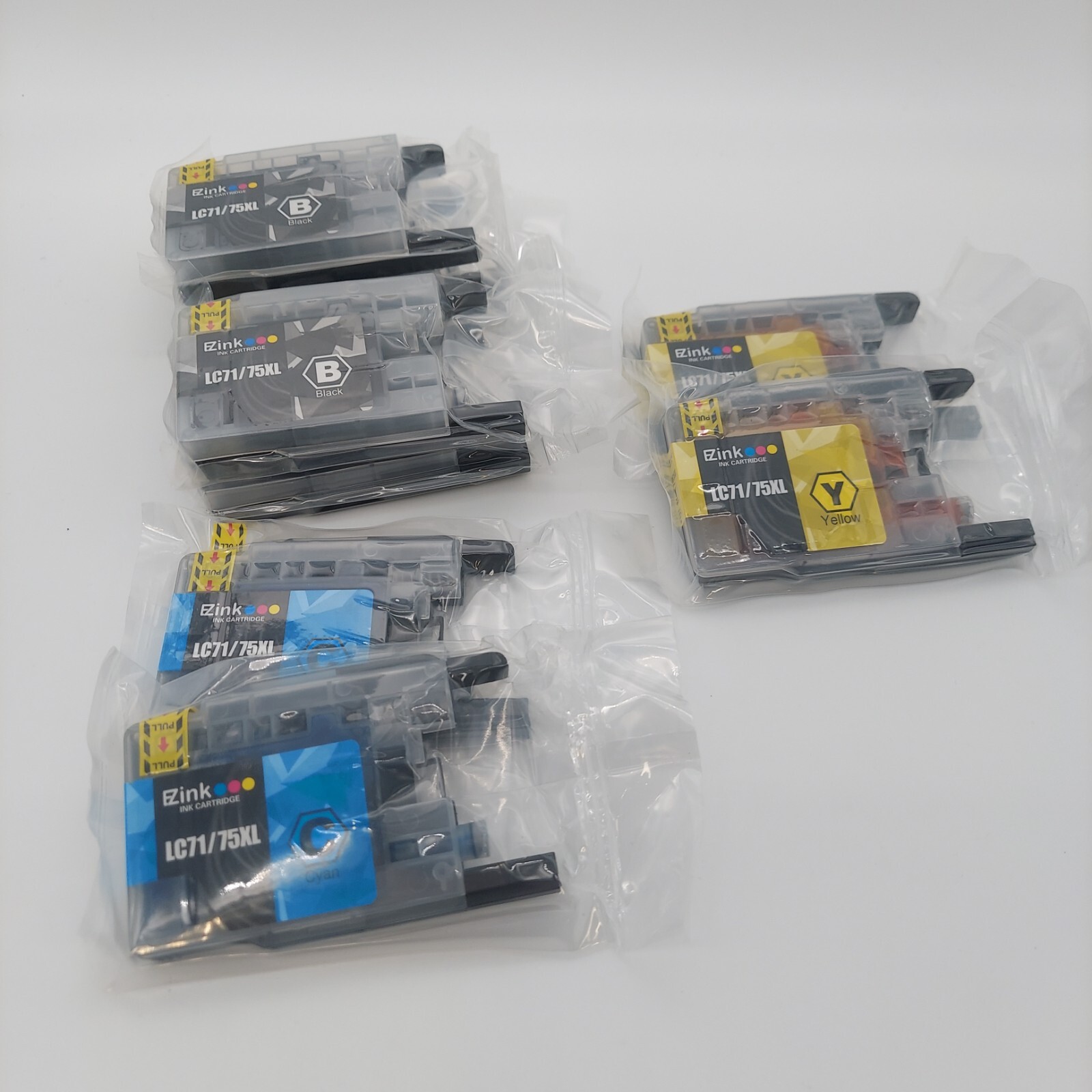 Lot of 8 EZ LC71/75XL- 4 Black, 2 Cyan 2 Yellow Ink Cartridge NEW