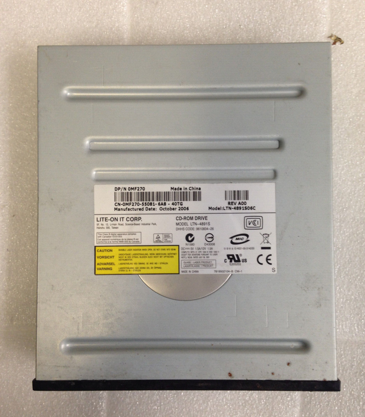 Lite-On IT CORP. LTN-4891S CD-ROM Drive DP/N 0MF270