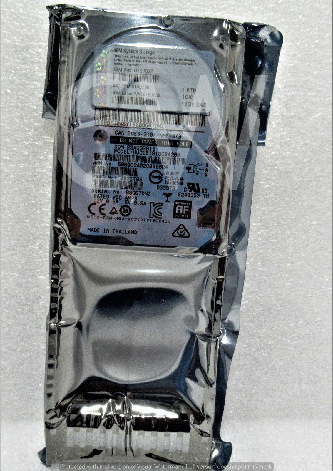 01AC598 01EJ027 01EJ029 IBM 1.8TB 10000RPM 12Gbps 2.5" SAS SERVER HDD Hard Drive