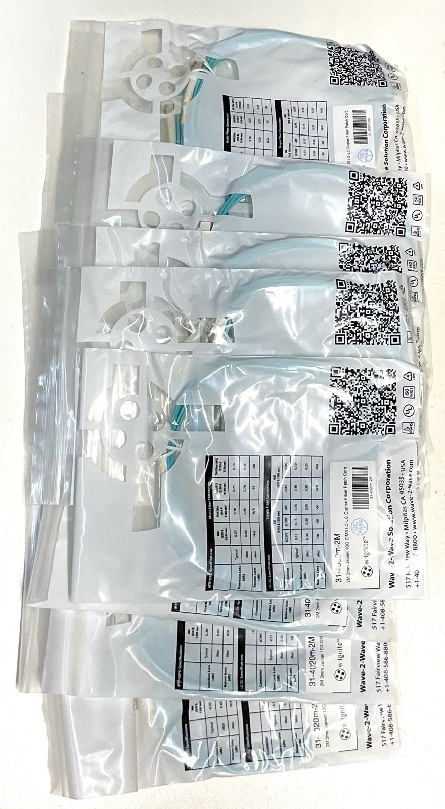 Lot of 15 PCS 2M LC UPC to LC Fiber Optic OM3 Multi-Mode Duplex 50/125 Cable