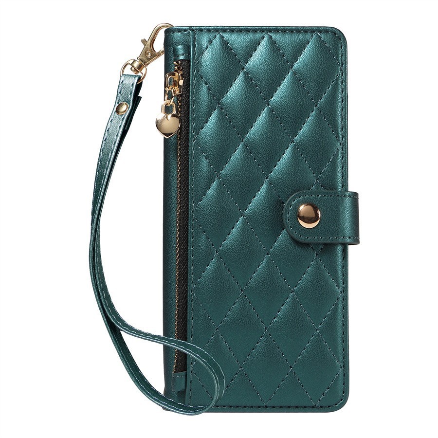 Luxury Zip Leather Grid Wallet Cover Case for A16 A55 A56 A57 A54 A17 Note 20