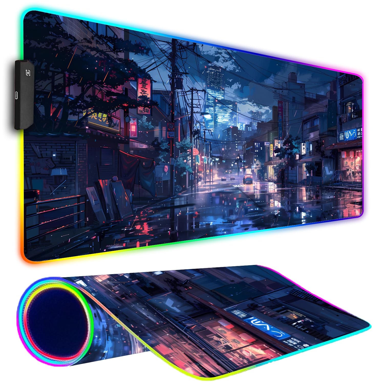 Armanza RGB Gaming Mouse Pad, Large Mousepad X-Large, 10 Japanese Streets