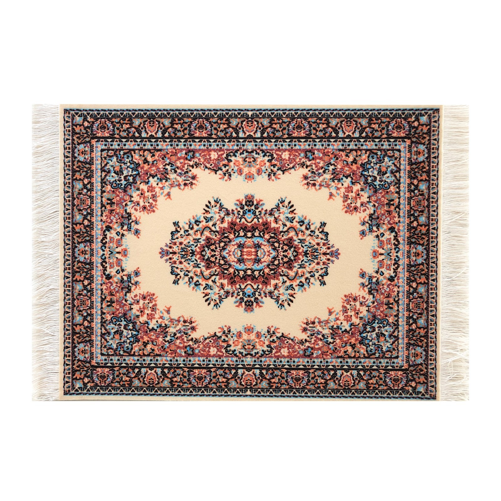 Decorative Mini Rug Mouse Pad Turkish Oriental Carpet Style Desk Mat w/ Fringe